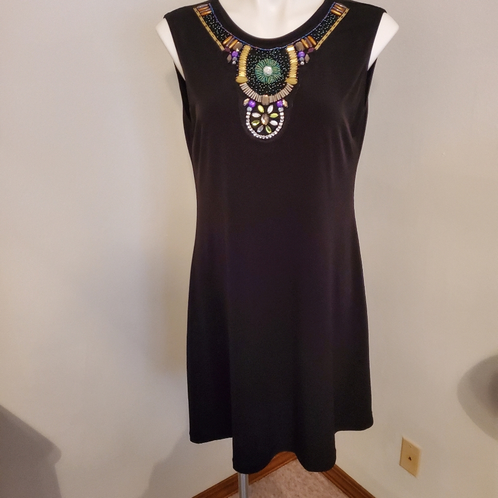 Dressbarn Black Swing Dress with Rhinestones